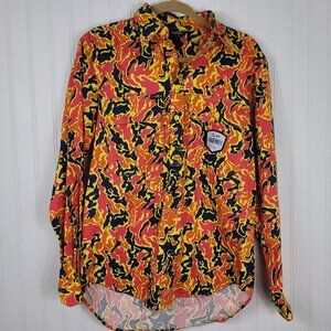 Trademutt Ventura Half Button Long Sleeved Shirt Orange/Yellow Men's Medium
